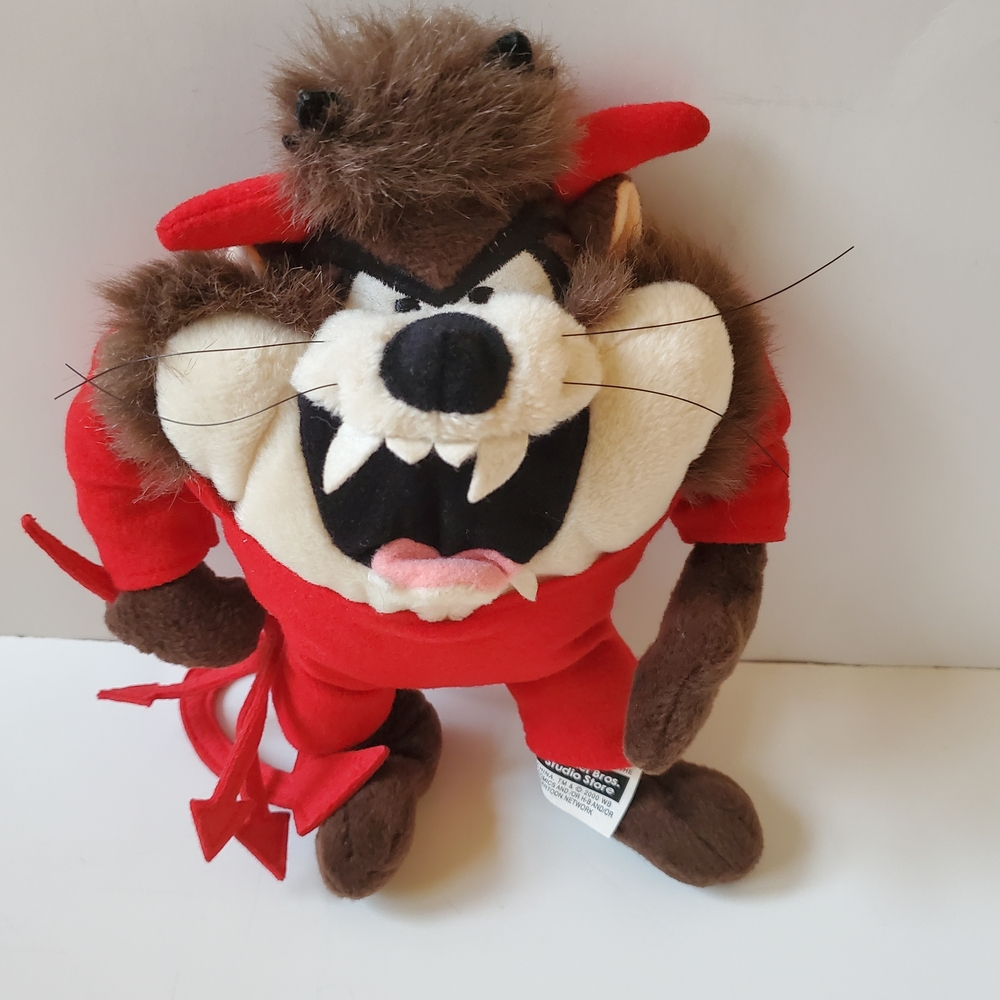 2000 Vintage WB Looney Tunes Taz Tasmanian Devil In Costume Bean Bag Plush